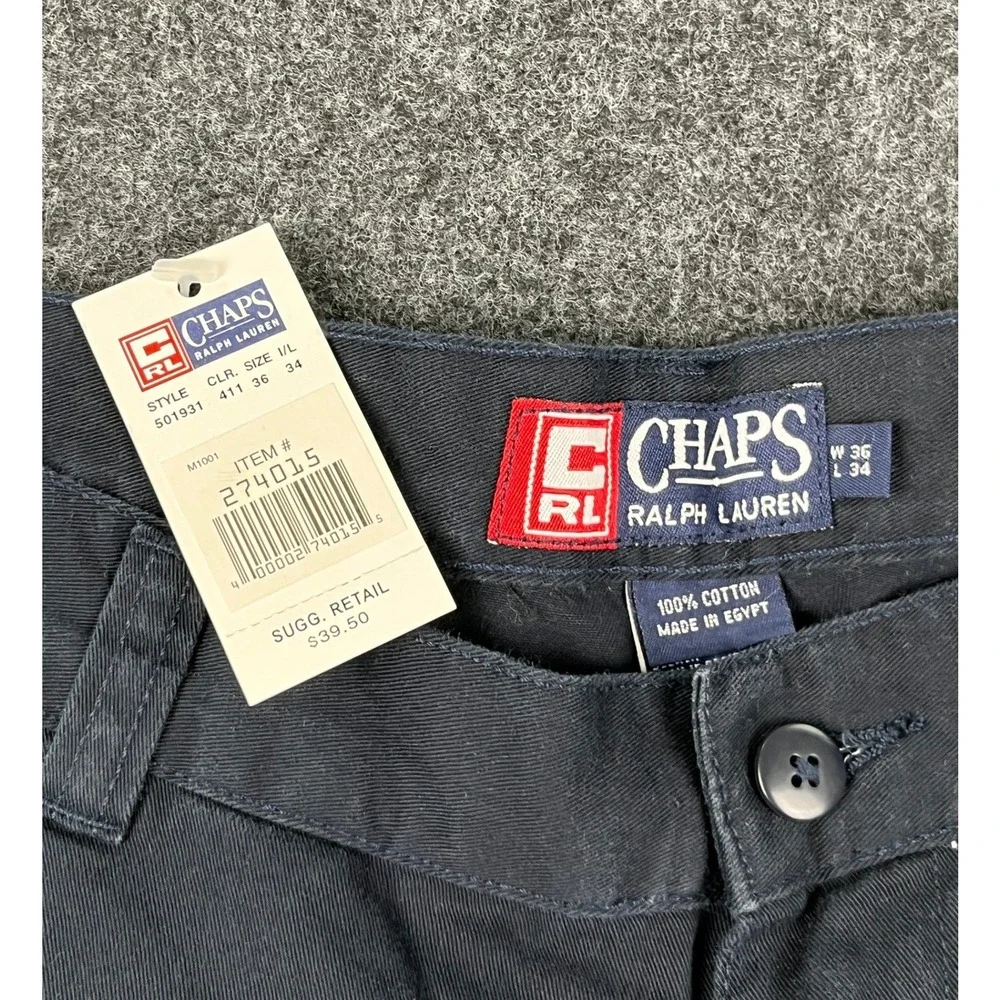 Chaps Ralph Lauren Mens Black Cotton Cargo Pants 36x34 NWT 501931